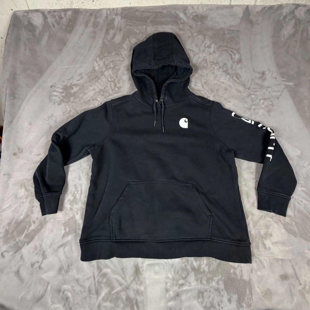 Carhartt Relaxed Fit Logo Graphic Hoodie Sweatshirt Black 2X 20W-22W